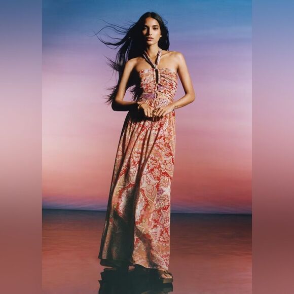 Mango Limited Edition Parsley Chiffon Dress New - Picture 3 of 11